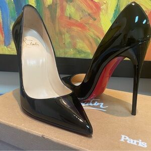 Christian Louboutin So Kate 120 mm black patent stiletto. Size 38